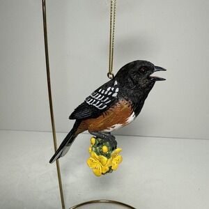 The Songbird Christmas Towhee ornament By Danbury Mint With Tag